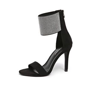 Black Rhinestone-Cuff Stiletto Sandals